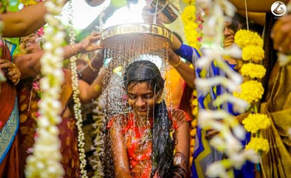 South indian wedding traditions - mangala snanam