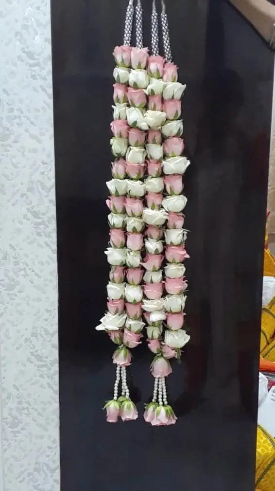 Garland Ideas for Wedding Ceremony-Tulsi and Rose Petals Garlands