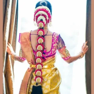 Traditional South Indian Bridal Hairstyle - Layered Floral Jada